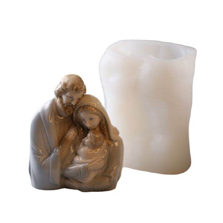 home-decoration-gypsum-mold-family-jesus-family-virgin-mary-candle-silicone