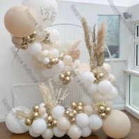 Natural Sand Color Balloons Garland Kit Baby Shower Wedding Decoration Matte White Balloon Arch Birthday Christening Party Decor Cables