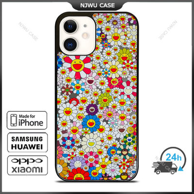 Takashi Murakami Flowers Phone Case for iPhone 14 Pro Max / iPhone 13 Pro Max / iPhone 12 Pro Max / XS Max / Samsung Galaxy Note 10 Plus / S22 Ultra / S21 Plus Anti-fall Protective Case Cover