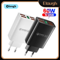 Elough 48W 5พอร์ต USB Charger Fast Charging QC 3.0อะแดปเตอร์ชาร์จโทรศัพท์มือถือสำหรับ iPhone Samsung AFC Huawei SCP Xiaomi