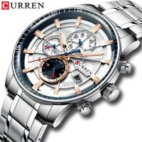 ZZOOI Mens Watches CURREN New Fashion Stainless Steel Top Brand Luxury Casual Chronograph Quartz Wristwatch for Male