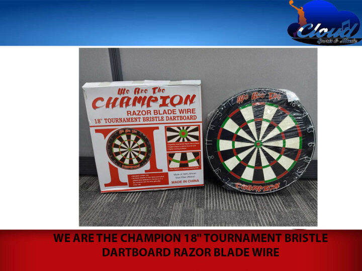 WE ARE THE CHAMPION 18" TOURNAMENT BRISTLE DARTBOARD RAZOR BLADE WIRE