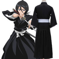 BLEACH Kuchiki Rukia Japanese Anime Cosplay Costumes Black Kimono for Women