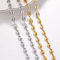 1 Piece 5MM Stainless Steel Coffee Bean Hip Hop Chains Pig Nose Punk Necklaces Men Womens Jewelry Fashion Chain Necklaces