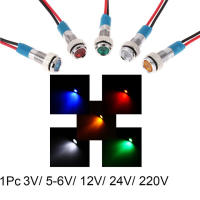 R4ST 1Pc Car Truck Boat Pilot Directional Waterproof Red Yellow Blue Green White 3V 5V 6V 9V 12V 24V 220V Signal Lamp LED Metal Indicator Light 6mm