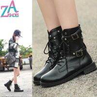 Zaza รองเท้าบู้ทสำหรับผู้หญิง,Sepatu BOOT Pendek สีดำแฟชั่นสำหรับผู้หญิงมาร์ตินรองเท้าบูทขนาดใหญ่สไตล์เกาหลีรองเท้าบูทฤดูหนาวไม่ลื่น