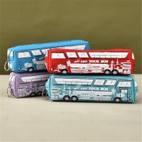 【DT】hot！ Creative bus cute pencil bag Student Zipper canvas Stationery childrens school supplies storage car case gifts