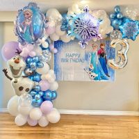 109pcs Disney Frozen Theme Balloons Garland Arch Kit Elsa Olaf Foil Globos Girls Birthday Party Baby Shower Decorations Air Ball Artificial Flowers  P