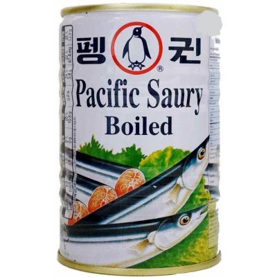 ปลาซอรีกระป๋อง อาหารกระป๋องเกาหลี penguin pacific saury boiled 400g  펭귄꽁치 นำเข้ามาจากเกาหลี