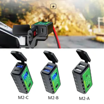 With Voltmeter On/Off Switch Quick Disconnect Plug 3.1A/4.8A TYPE-C for  Phone Waterproof 12V SAE to Dual USB Fast Charging Adapter Motorcycle USB  Charger