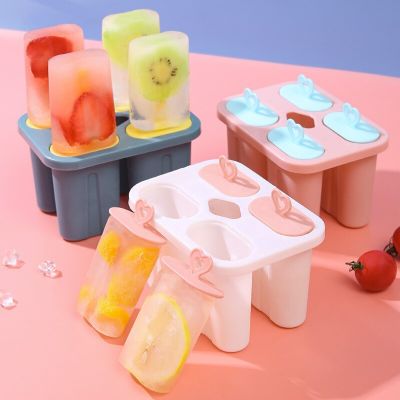 Four Holes Ice Cream Mold Home Made Popsicle Ice Cream Mold Frozen Ice Cube Self Made Popsicle Box Summer Children Ice Maker Ice Maker Ice Cream Mould