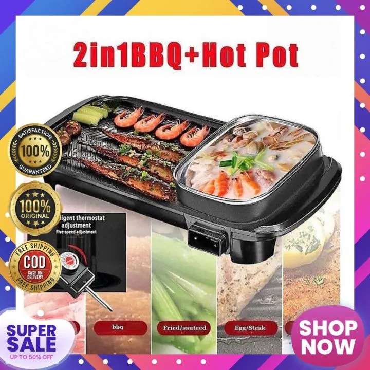 ORIGINAL. Korean Samgyupsal Grill Pan Electric, 2 in 1 Korean Style