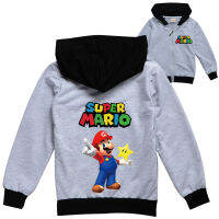 Super Mario Bros เสื้อเสื้อคลุมแบบมีซิปฮู้ดแขนยาวแจ็คเก็ตเด็กผู้ชายฤดูใบไม้ผลิฤดูใบไม้ร่วงเด็กเด็กผู้หญิงเด็กผู้ชายเสื้อคาร์ดิแกนชุด2ชิ้นผ้าฝ้าย + โพลีเอสเตอร์