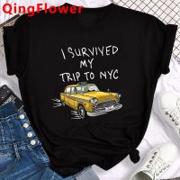 Survived My Trip To Nyc Clothes Male Grunge Kawaii Print Tees Tshirt Kawaii Kawaii