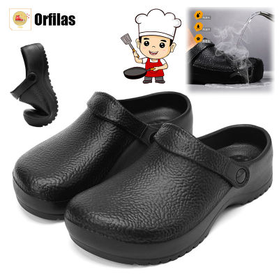 Orfilas 🔨🔨รองเท้าเชฟผู้ชายฤดูร้อน รองเท้าทำงานครัวสีดำกันน้ำมันและกันลื่น รองเท้าแตะผู้ชาย รองเท้าลำลองในชีวิตประจำวัน 39-45~