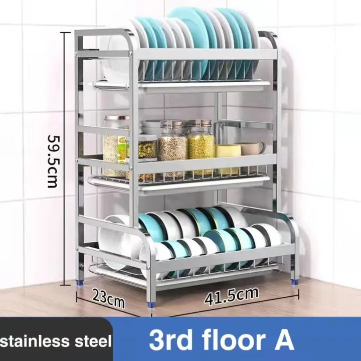 ️COD ️ Stainless Steel Drainer Drying Rack Kitchen Countertop Plate ...