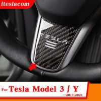 2021 New Model3 Y Car Steering Wheel Carbon Fiber Patch Accessories For Tesla Model 3 Steering Wheel Sticker Model Y Interior