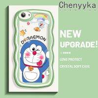 Chenyyka เคสสำหรับ VIVO Y53 เคสการ์ตูนโดราเอมอนน่ารักใหม่ มาการอนคลื่นขอบกันกระแทกแบบใสนิ่มเคสมือถือโปร่งใสกล้องถ่ายรูปที่สร้างสรรค์เคสซิลิกาเจลฝาครอบป้องกัน