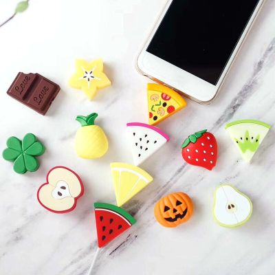 Cute Fruit Cable Protector for IPhone USB Cable Protector Cord Bite Chompers Pizza Charger Wire Holder Organizer Accessories