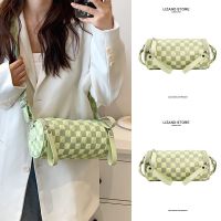 Summer summer high-end niche design checkerboard small bag women 2023 new crossbody canvas bag cylinder bag 【BYUE】