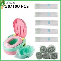 HENRI 50Pcs ดูแลสุขภาพ Polythene ความหนาแน่นสูง การฝึกอบรม Travel Potty Liners พลาสติก ถุงใส่ที่นั่งชักโครก แบบใช้แล้วทิ้ง