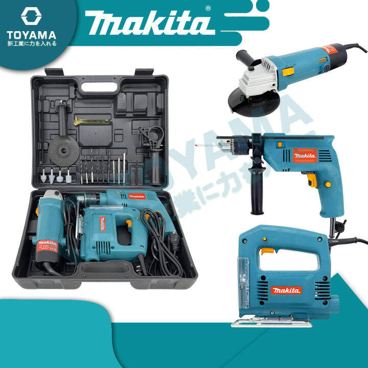 TOYAMA Makita 3 in 1 Angle Grinder and Impact Drill and JigSaw Set With
