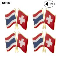 Thailand &amp; Switzerland Flag Pin Lapel Pin Badge  Brooch Icons 4pcs Fashion Brooches Pins