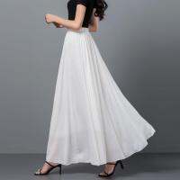 COD IOED95 Chiffon skirts female white tall waist grew up in A word dance skirt is pure col雪纺半身裙女白色高腰A字中长大摆跳舞裙纯色红色长裙子8.7