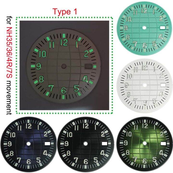 32Mm Green Luminous Watch Dial For NH35/NH36/4R/7S Movement Modified