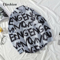 Yfashion เสื้อยืดแขนยาวสำหรับผู้ชาย,เสื้อยืดการพิมพ์ลายทางแฟชั่นฮิปฮอปทันสมัยขาตั้งกล้องมีในสต็อกเชิ้ตคู่รักหลวม