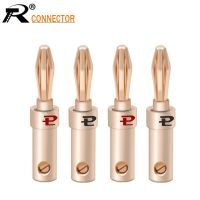 HVJ-4pcs 24k Gold-plated Copper Banana Speaker Plug Connector Adapter Audio Banana Connectors For Speaker Wire Amplifiers