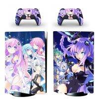 แผ่นดิสก์ PS5เกมแบบ Neptunia ฝาครอบรูปลอกสติ๊กเกอร์สกินสำหรับคอนโซลและตัวควบคุม PS5แผ่นดิสก์เรย์สีน้ำเงินสติ๊กเกอร์สกินไวนิล