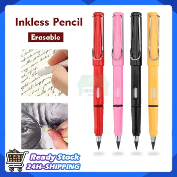 4 Pieces Metal Inkless Pen Aluminium Everlasting Pencil Metallic Erasable  Signing Pen Eternal Pencil for Kids and Adults, Home Office School Supplies