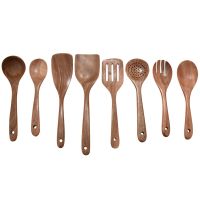 Wooden Spoons for Cooking,Nonstick Kitchen Utensil Set,Wooden Spoons Cooking Utensil Set Non Scratch Natural Teak Wooden Utensils for Cooking(Teak 8 Pack)