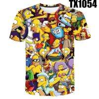 2023 NEWThe Simpsons อะนิเมะทีวีซีรีส์3D พิมพ์ผู้ชายผู้หญิงเสื้อยืดเสื้อเชิ้ตฤดูร้อนกราฟิกประเดิมท็อปส์คู่