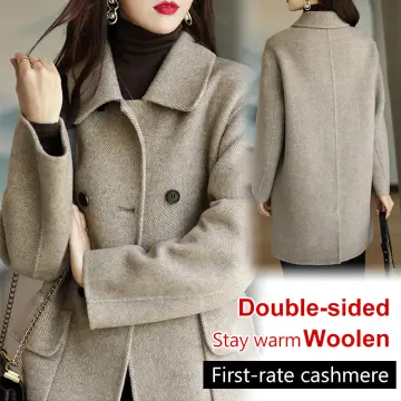 High Level Wool Coats For Women Autumn Double Face Cashmere Loose