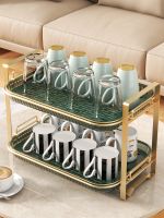 ✳ tray light luxury shelf tea set storage desktop double-layer drain