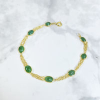 Jadeite Bracelet สร้อยข้อมือหยก หยกแท้สีเขียวธรรมชาติเนื้อสะอาด ตัวเรือนเป็นทอง18k