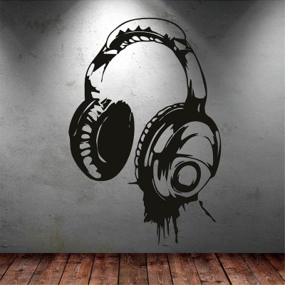 Headphones Music DJ Wall Stickers Art Design Wall Decal Available In Different Colors Wallpaper Decor Kids Bedroom Mural 874