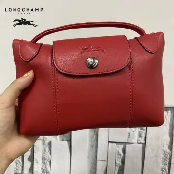 Longchamp Le Pliage Cuir Crossbody Bag, Cherry
