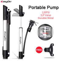 EasyDo Mini Lightweight Pump 120Psi Self-Contained Aluminum Alloy Fits Presta&amp;Schrader Valve Cycling Pmp Bike Accessori