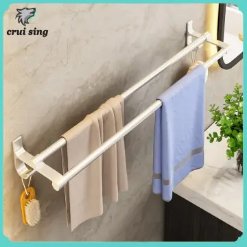 50cm Long Stainless Steel Bath Double Bar Towel Rack Brushed for