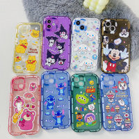 เคสขอบสีเรืองแสง งานสกรีนลายการ์ตูน( พร้อมส่งจากไทย  )สำหรับรุ่น I13-13PRO-i13promax-i14-i14pro-i14promax-i11-i12-i12promax-i7plus-i8plus-XR