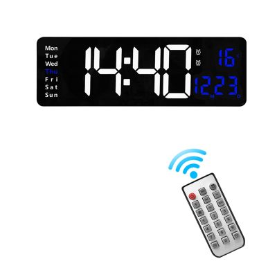 16 Inch Large Screen Function Display Clock Remote Control Temp Date Week Display Power Off Memory Table Clock Dual Alarms Clocks A