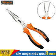 Kìm nhọn 8 inch kiểu Đức Asaki, kềm mỏ nhọn dài A+cut Tech thép CR