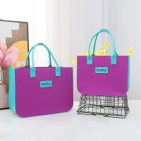 High-end MUJI New style bag fashion color matching travel out large capacity open felt bag ladies hand bag