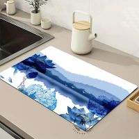 【CC】☄◕✆  Dish Drying Mat Soft Draining Pad Non-Slip Super Absorbent Machine Placemat KitchenKitchen Supplies