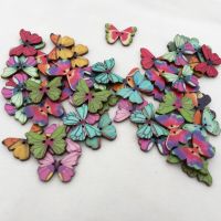 100pcs/lot colorfu wood butterfly shape engraving natural woodcraft for wedding/scrapbooking embellishments