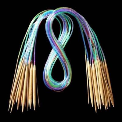 【CC】 18Pcs Sizes Tube Circular Carbonized Knitting Needles Pins 40cm-120cm