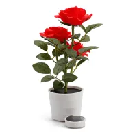 Solar Powered Lawn Garden Balcony Home Bedroom Led Rose Decorative Table Lamp Artificial Plant Bedside Flower Pot
